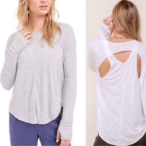 NWT Free People Top Athletic T Shirt Long Sleeve White Size S